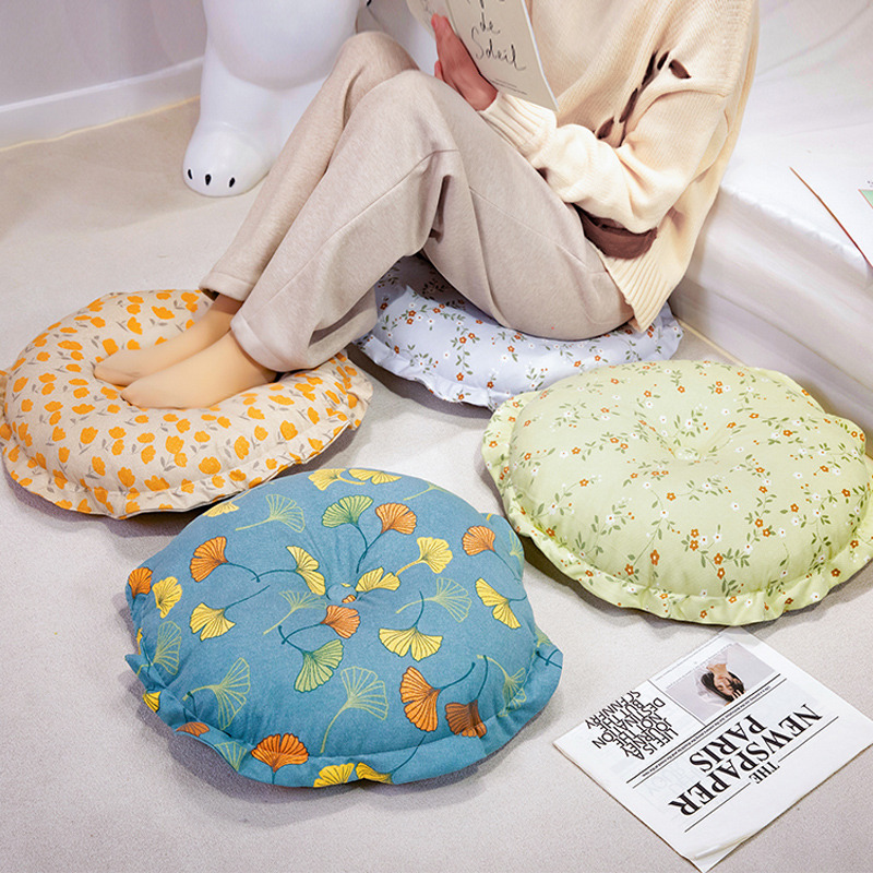 小清新碎花甜美纯棉圆荷叶边少女心靠枕沙发靠垫抱枕蒲团飘窗坐垫