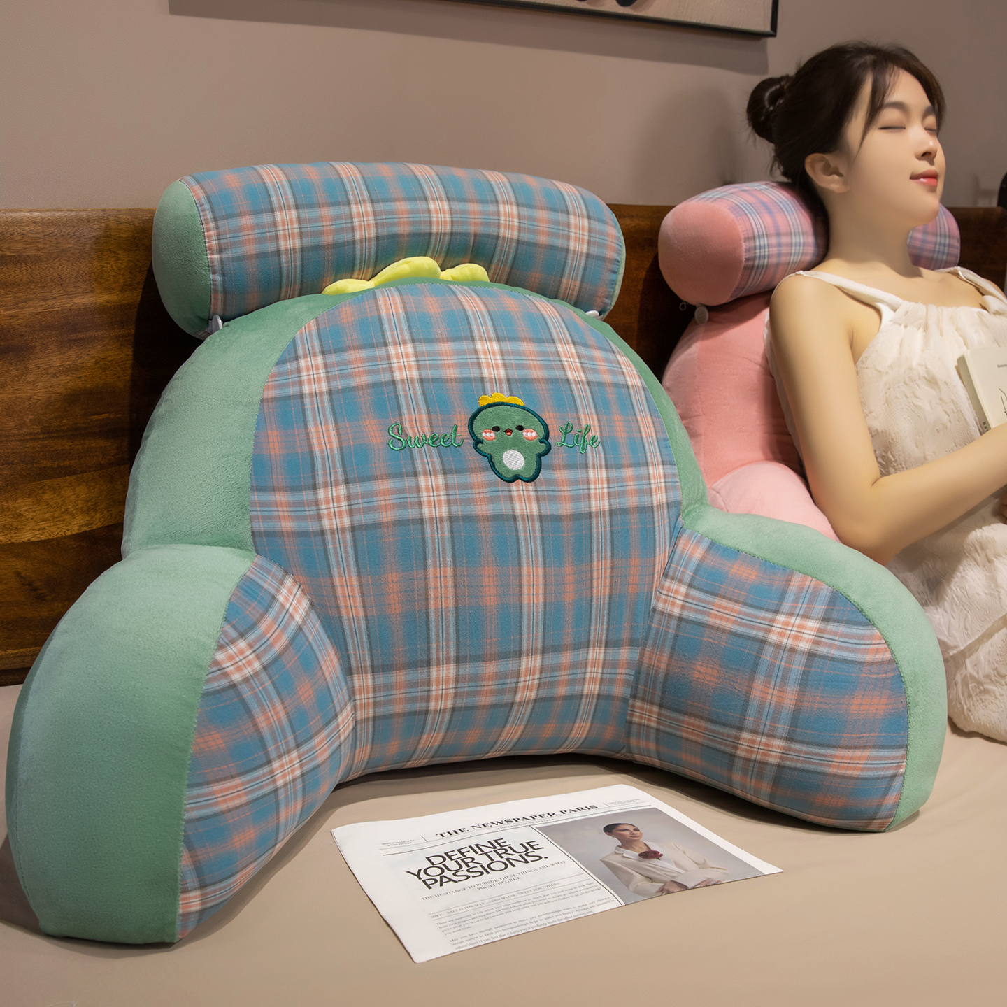 床头软包大靠背床上儿童床靠枕看书护腰靠垫沙发抱枕宿舍学生枕头