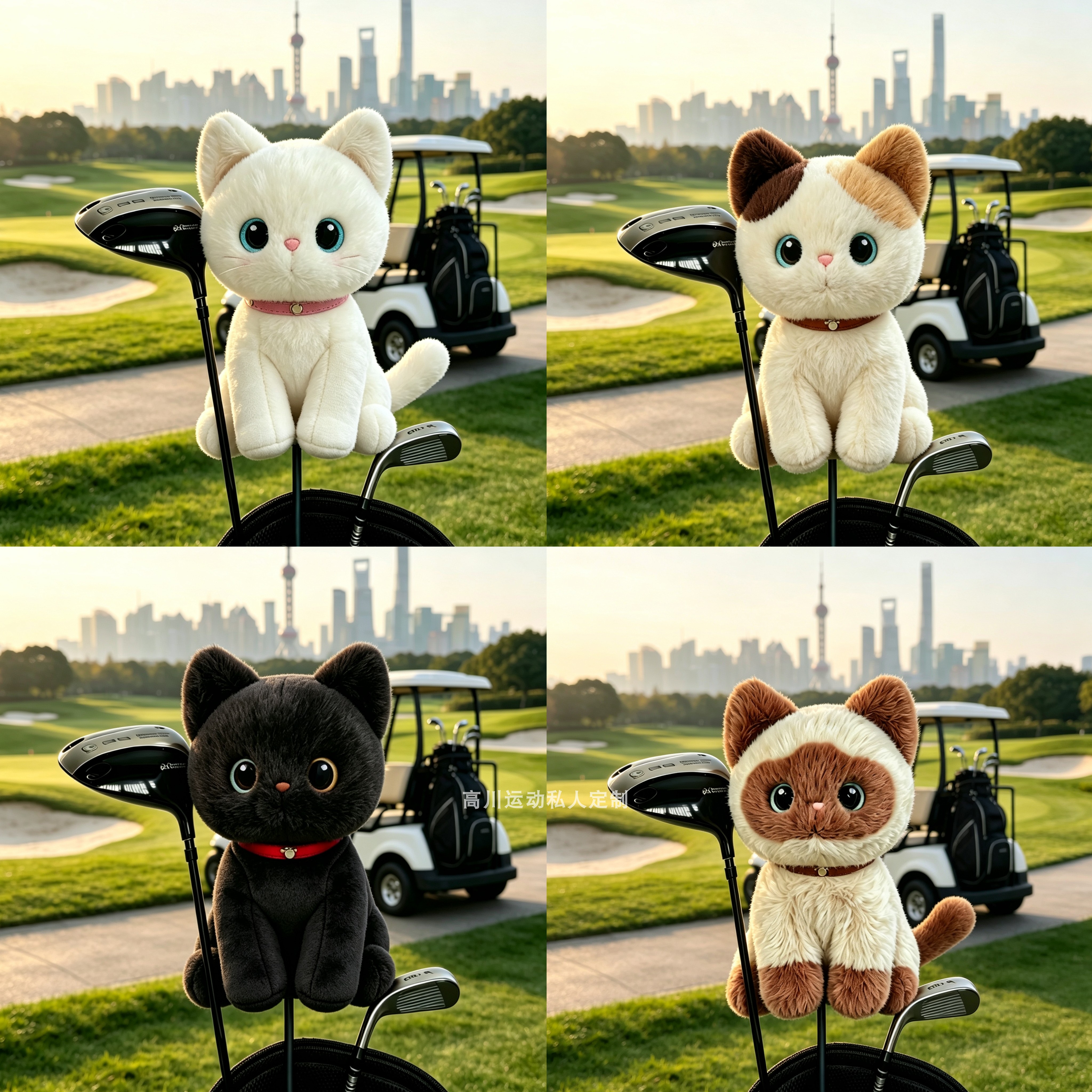 精品可爱猫咪高尔夫球杆套图片