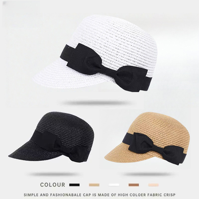 【丹哥专属】夏季女士防晒草帽遮阳帽度假海边蝴蝶结平顶礼帽女