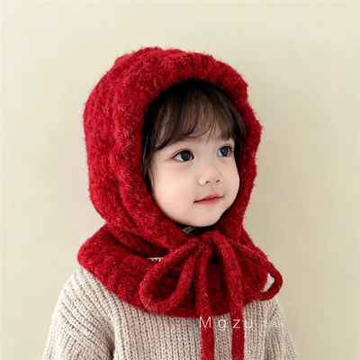 儿童帽子围脖一体帽加厚针织帽子