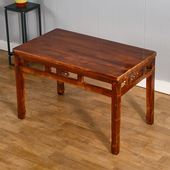 碳化实木桌椅小吃店火锅烧烤饭店面馆岩板雕花桌单桌方桌组合 包邮