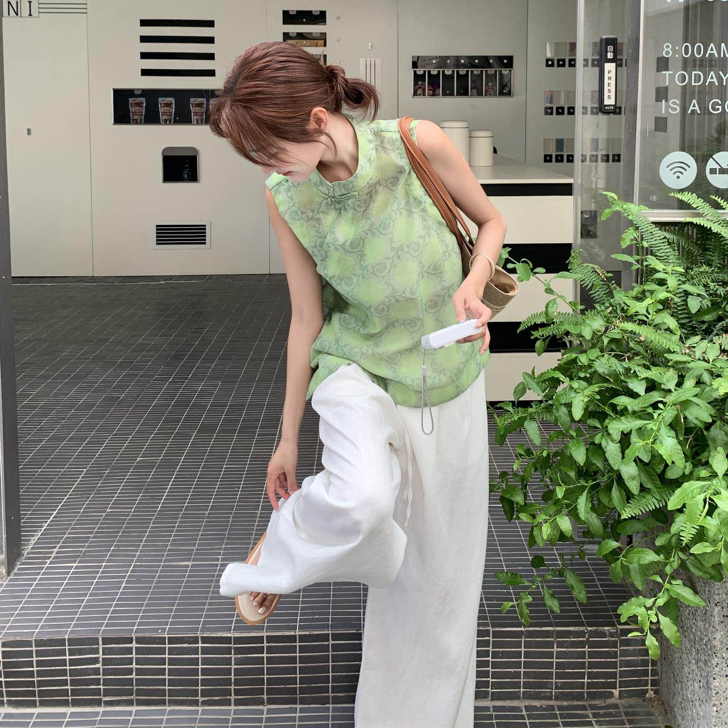 新中式国风套装女2025夏新款高级感刺绣旗袍衬衫上衣阔腿裤两件套