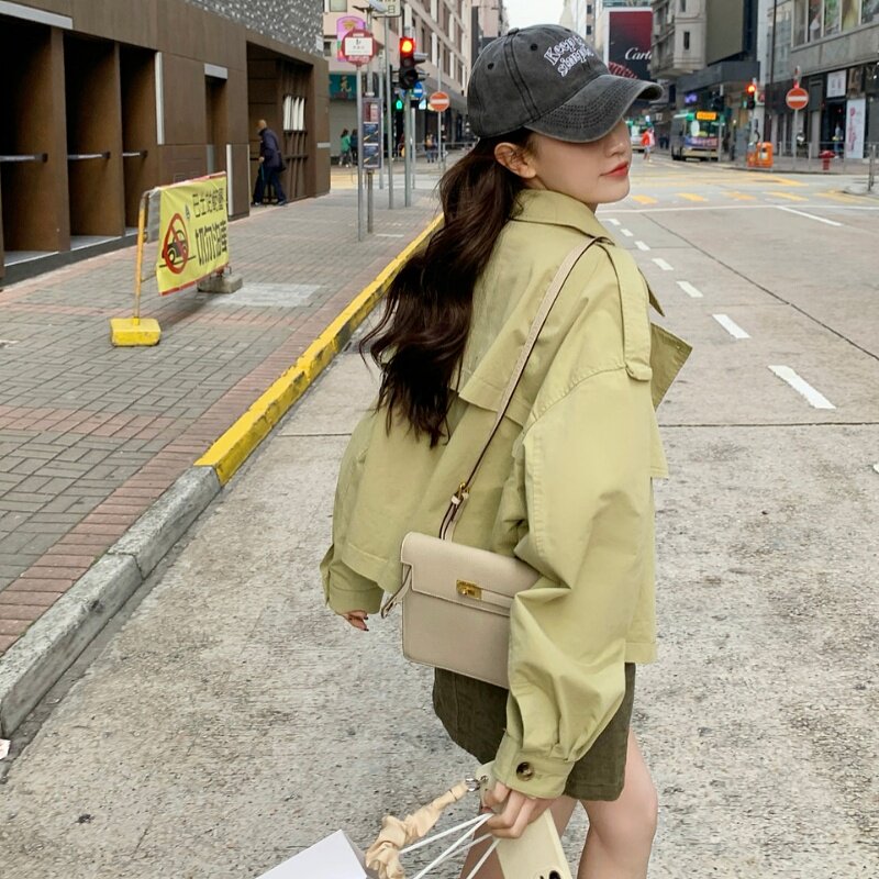 小清新短款风衣外套女春秋新款今年流行高级感超好看小个子短上衣