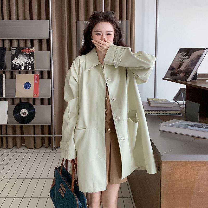 超好看时尚气质PU皮风衣外套女春秋新款小个子韩系休闲百搭上衣