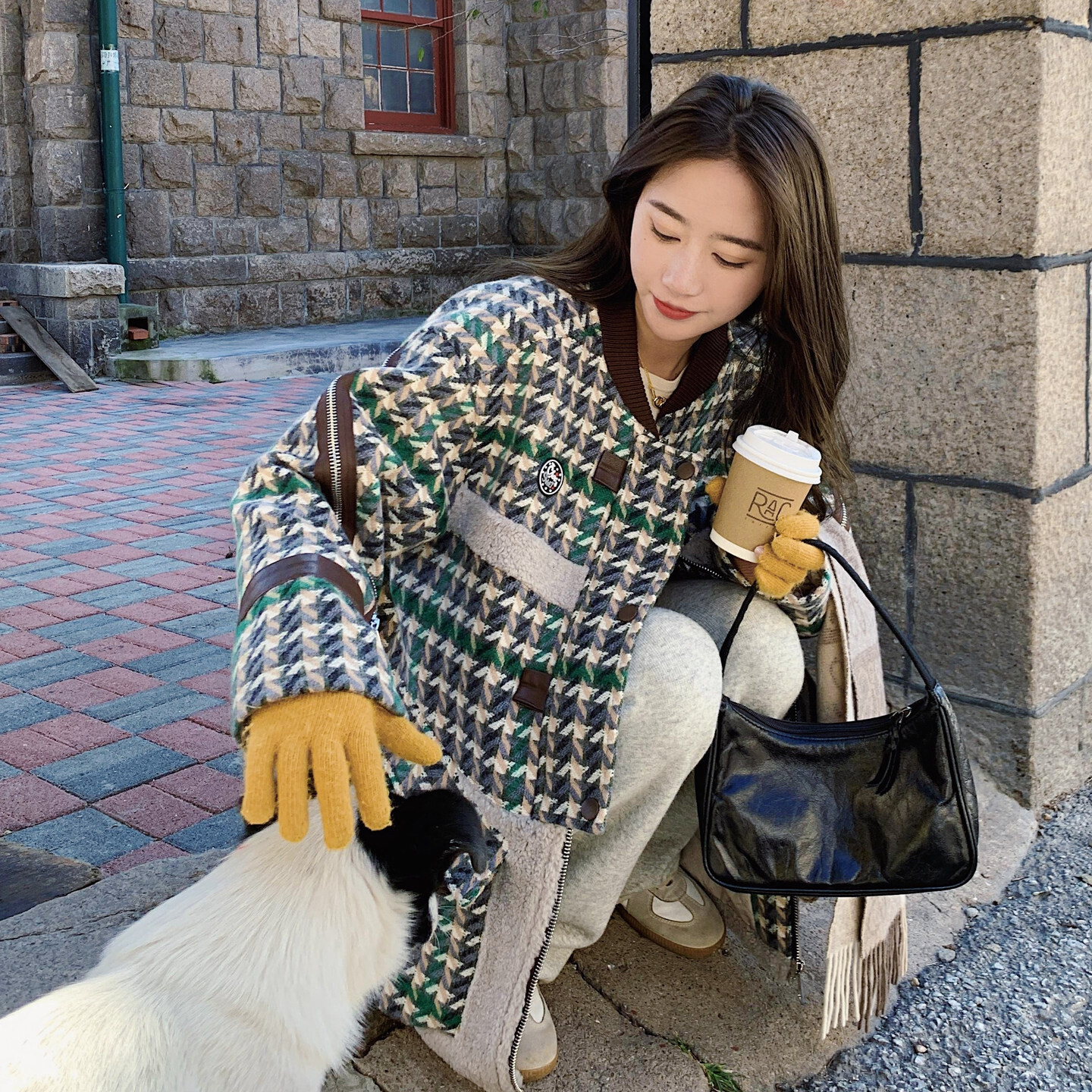 韩系氛围感撞色碎花拼接外套女秋2026新款小众设计巨好看显瘦大衣