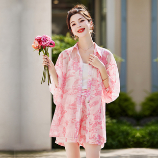 三亚海边度假防晒衬衫套装短裤女夏休闲云南旅行穿搭沙滩裙高级感