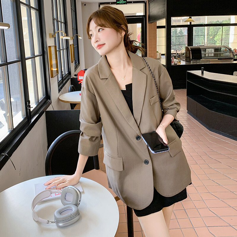 韩版宽松休闲垂感西装外套上衣女