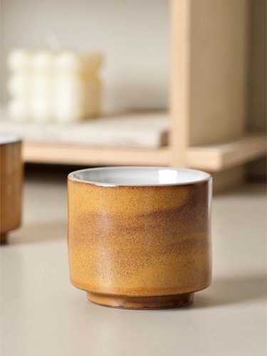 拙朴暖釉手工窑变釉陶瓷茶杯150ml水杯高级感咖啡杯釉下彩@4-2@