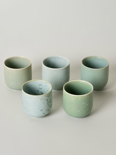 陶瓷窑变湖水绿蓝手握杯150ml高温釉下彩窑变颜色随机不指定@4-2@