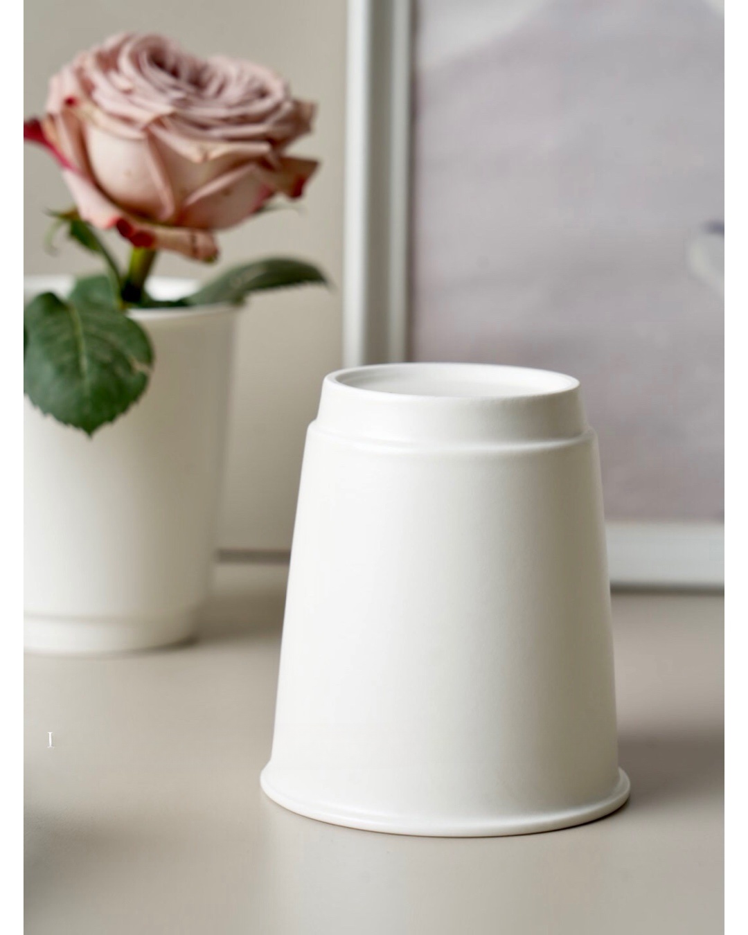 仿纸哑光手握杯320ml 高温釉下彩微波炉洗碗机@4-2@