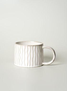 复古做旧浮雕波浪马克杯400ml高温釉下彩微波炉尾单瑕疵自用@4-2@