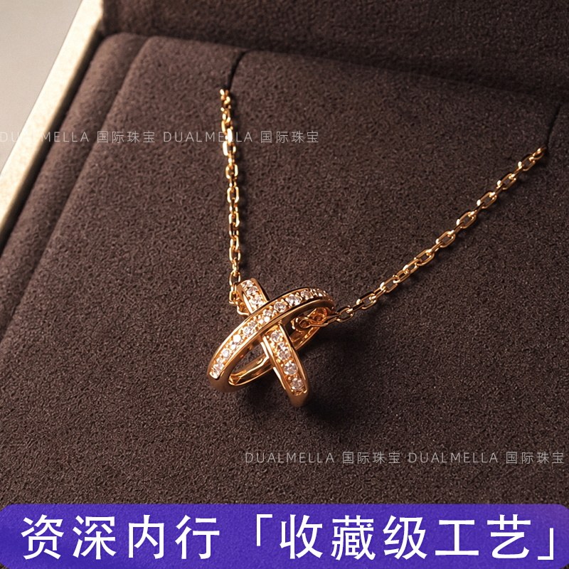 缘系一生交叉项链女镀18K玫瑰金图片