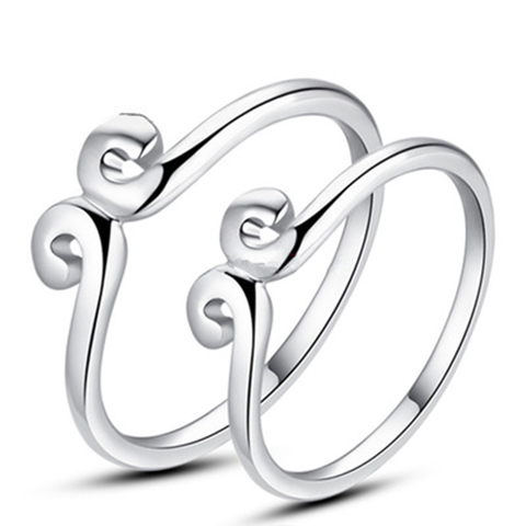 Fashion creative hoop curse Silver Ring love you 10000 years opening design fixed couple men and women live Silver Ring