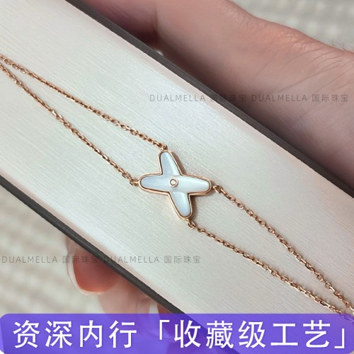 白贝母交叉手链女镀18K玫瑰金