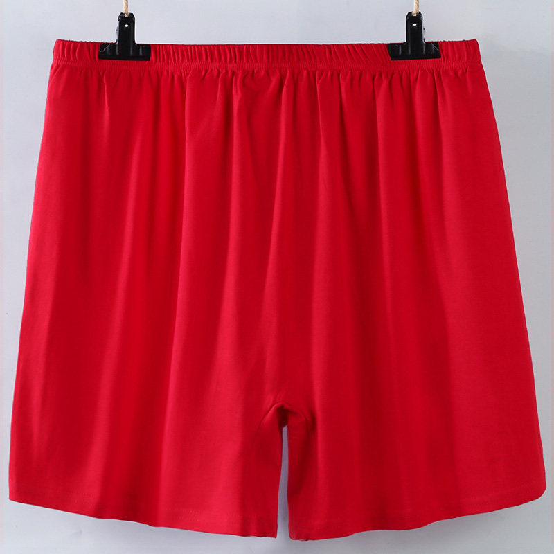 大红色本命年中老年人内裤男纯棉爸爸平角裤高腰宽松老人短裤全棉