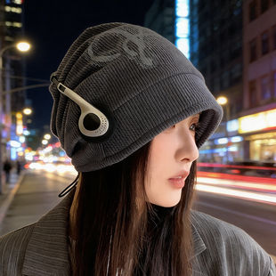 美式 秋冬季 大头围显脸小冷帽户外包头毛线堆堆帽 2025新款 帽子女款