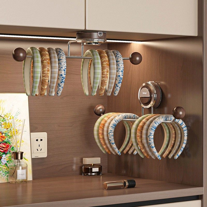 发箍收纳神器壁挂架子饰品上墙抓夹发卡头绳皮筋头箍发圈吸盘挂钩