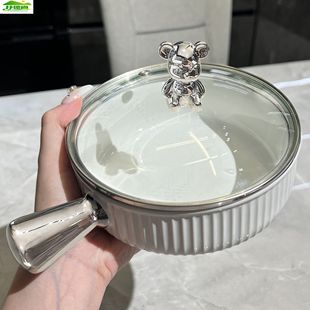 轻奢水果碗手柄碗沙拉碗家用餐具陶瓷碗泡面碗盘子汤碗 2022新款