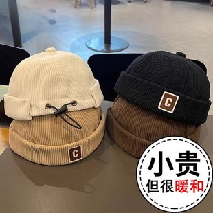儿童帽子韩版 雅痞鸭舌帽冬天瓜皮帽 灯芯绒地主帽秋冬男女宝宝个性