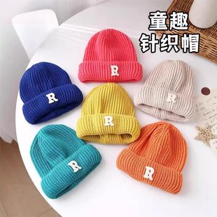 儿童帽子秋冬季 男童针织毛线帽宝宝套头帽冬天洋气女童保暖护耳帽