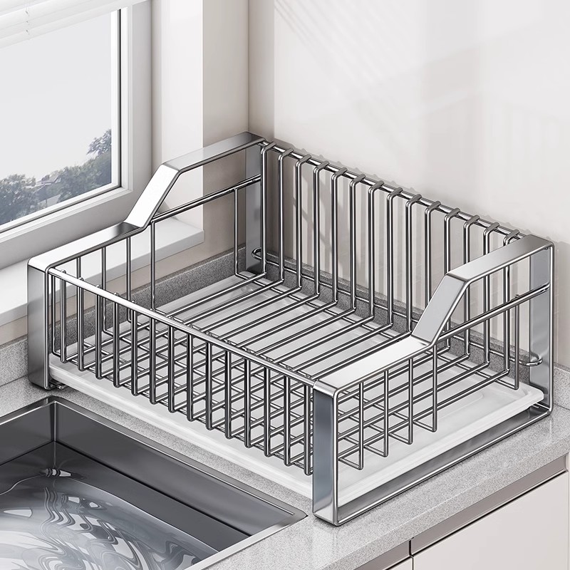 厨房水槽置物架家用304不锈钢碗碟沥水架洗菜池碗盘收纳架沥水篮