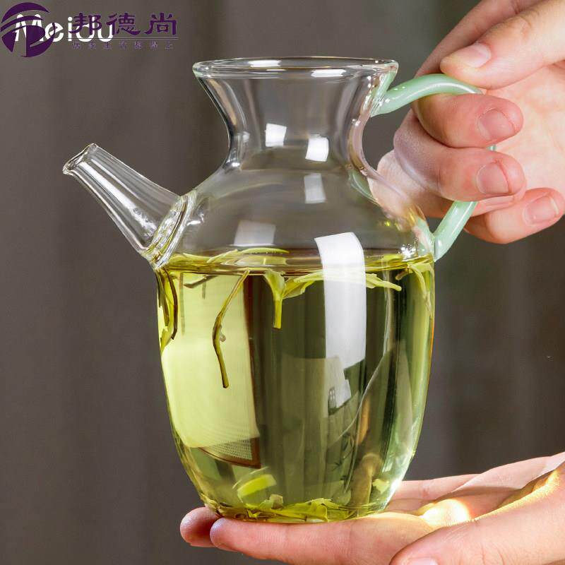 透明仿宋手执壶过滤嘴绿茶壶高硼硅玻璃壶小茶壶单壶家用泡茶壶