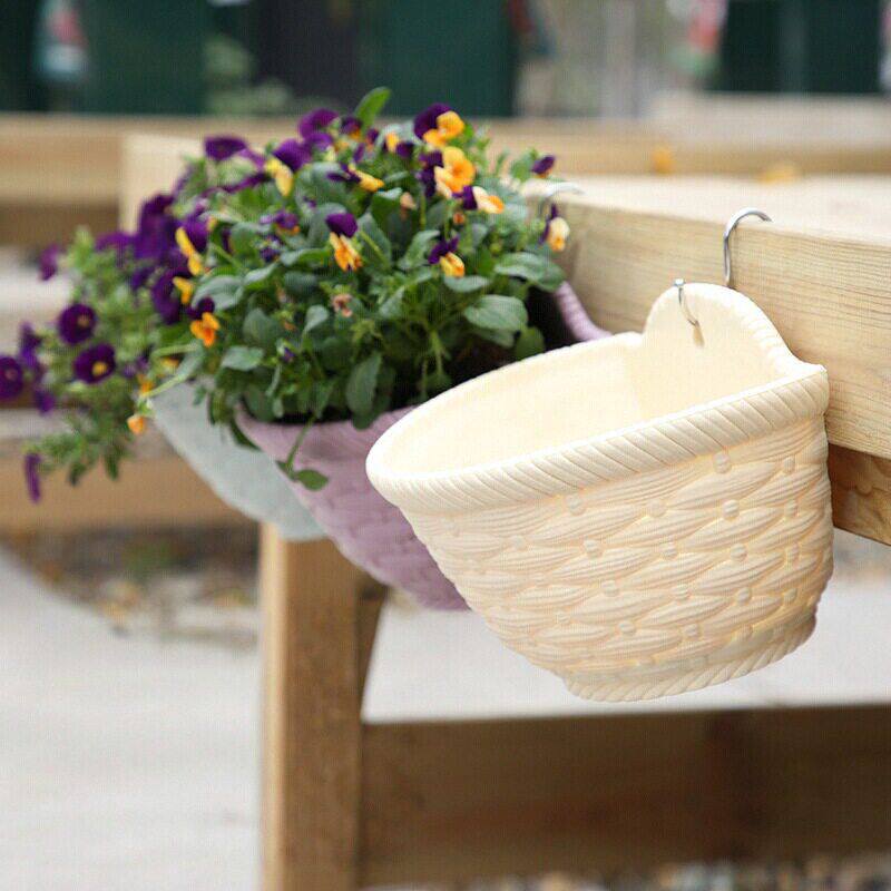 吊兰阳台壁挂式塑料悬挂花盆 绿萝挂墙壁藤编风格加厚挂盆