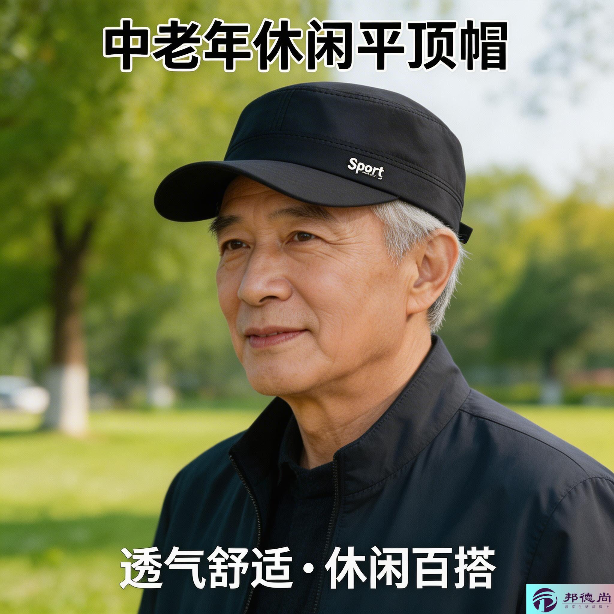 平顶帽子男款薄款中老年人爸爸短帽檐鸭舌帽夏季速干防晒遮阳帽图片