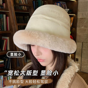 毛绒渔夫帽女冬季 保暖盆帽防风护耳雷锋帽冬天毛茸茸帽子 2025新款