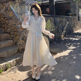 现货春夏过渡主推款新款连衣裙+马甲两件套271-8158P165K228，女装连衣裙，浙宝271