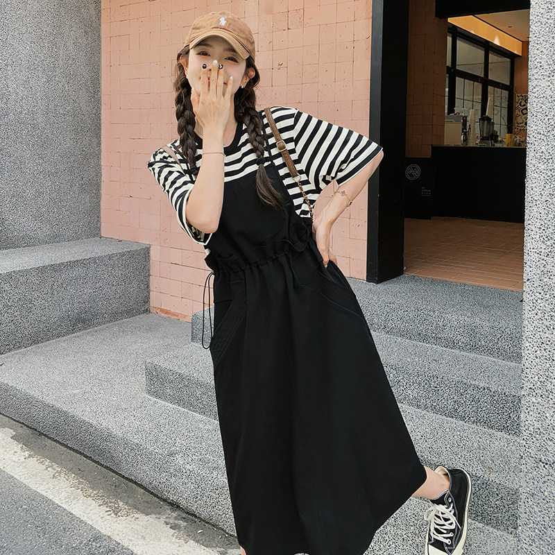 现货条纹拼接假两件连衣裙271-6117-P125K178,女装连衣裙,浙宝271