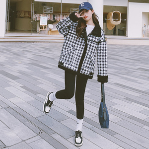 现货 经典新品千鸟格皮毛一体加厚外套271-7599-P185 控268,女装皮草,浙宝271