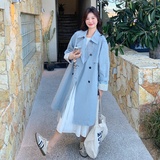 现货有买家秀风衣蓝色过膝中长款外套271-8152P155K228，女装风衣，浙宝271