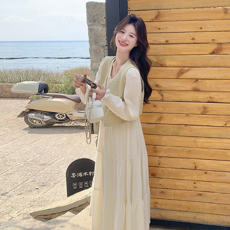 现货有买家秀主推连衣裙+马甲两件套271-8155P165K228,女装连衣裙,浙宝271