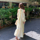 黄色海边度假连衣裙女2025夏季新款法式温柔风气质超好看露肩长裙，女装连衣裙，浙宝271