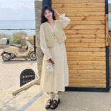 白色法式长袖连衣裙女2025年春季新款开春绝美气质裙子，女装连衣裙，浙宝271