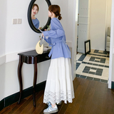 蓝色温柔风休闲显瘦衬衫女2025春新款韩版减龄小个子今年流行上衣，女装衬衫，浙宝271