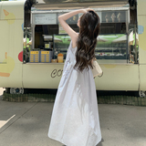 法式简约背心连衣裙女2025年夏季新款休闲显瘦气质抽绳系带长裙潮，女装连衣裙，浙宝271
