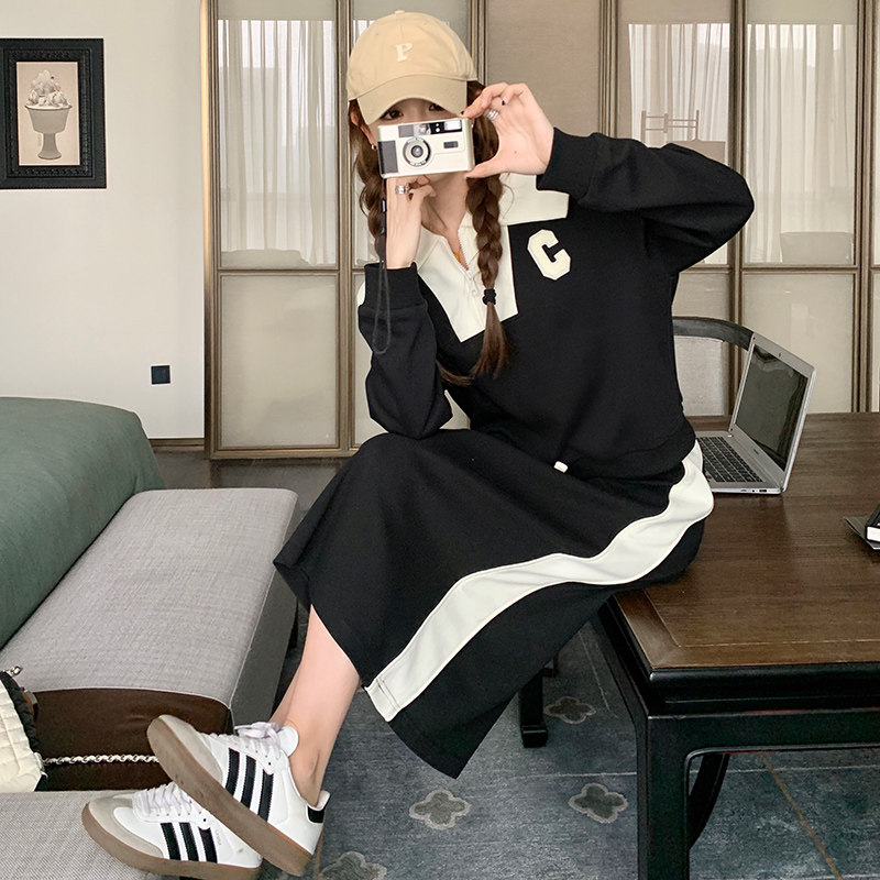 现货新品学院风娃娃领黑白休闲卫衣套装裙271-8003-P145K198,女装卫衣/绒衫,浙宝271