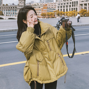 奶咖色短款羽绒服女冬季2024新款韩版显瘦保暖高级感今年爆款皮衣图片