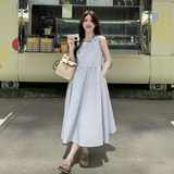 法式简约背心连衣裙女2025年夏季新款休闲显瘦气质抽绳系带长裙潮，女装连衣裙，浙宝271