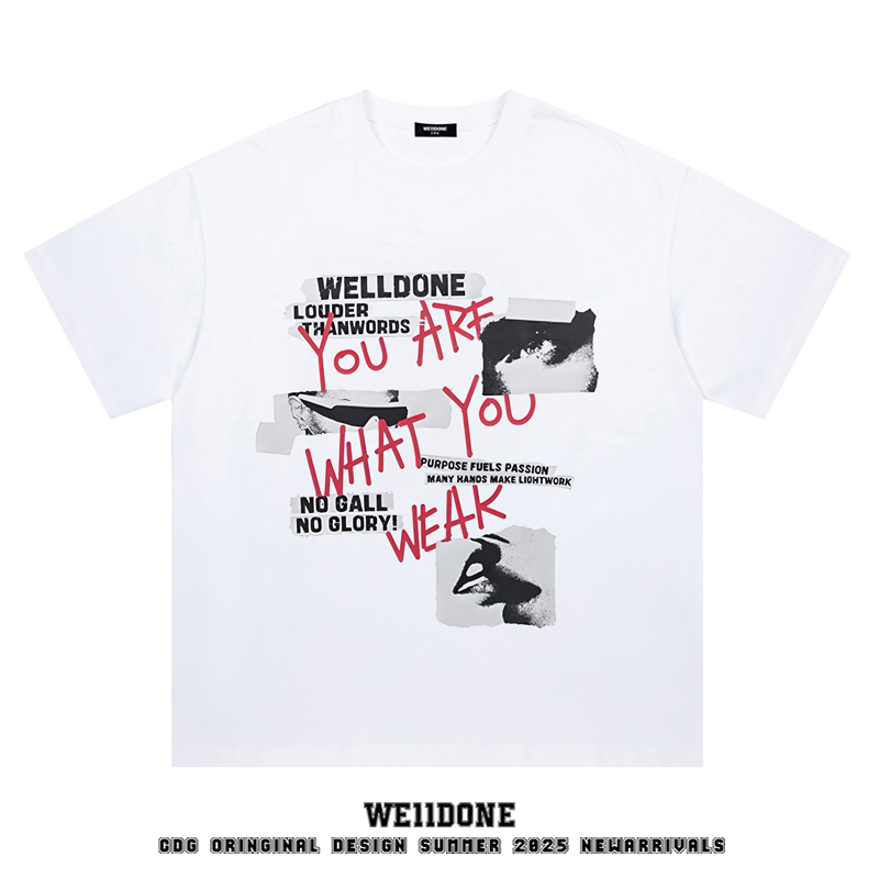 WE11DONE宽松纯棉短袖T恤男女