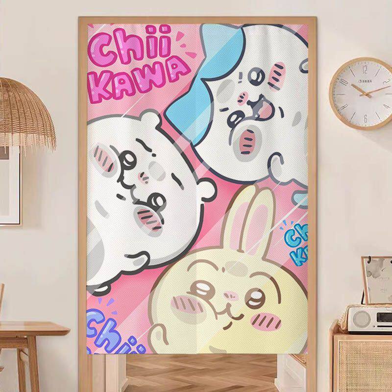 卡通可爱吉伊卡哇门帘chiikawa隔断帘卧室卫生间遮挡帘免打孔挂帘