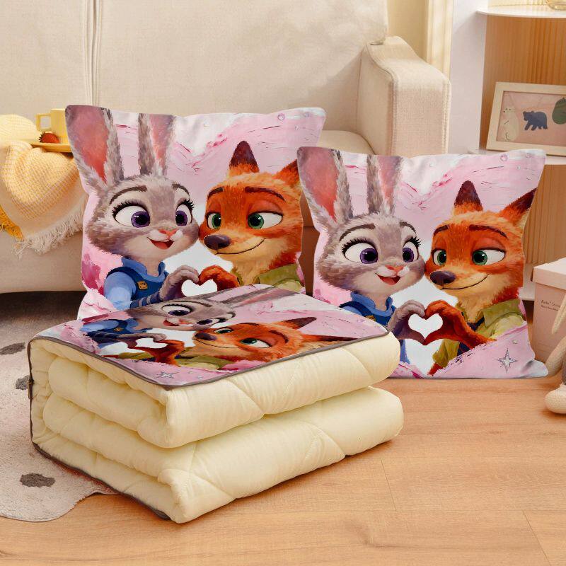 疯狂动物城抱枕被子二合一兔朱迪狐尼克公仔卡通定制多功能空调多