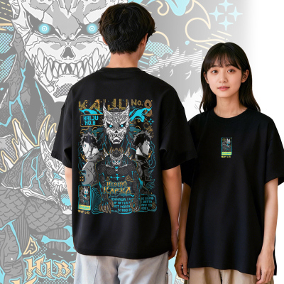 卡通动漫怪兽8号T恤男Kaiju No.8复古水洗做旧宽松短袖夏季学生潮