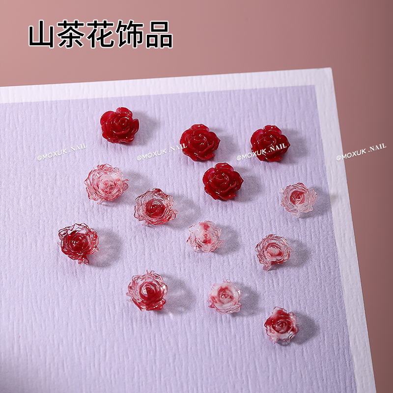 山茶花美甲饰品新款双色暗夜玫瑰辣妹美拉德风指甲装饰DIY钻B502