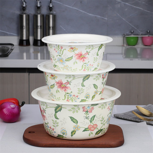 特厚双料搪瓷盆芳香花盖盆