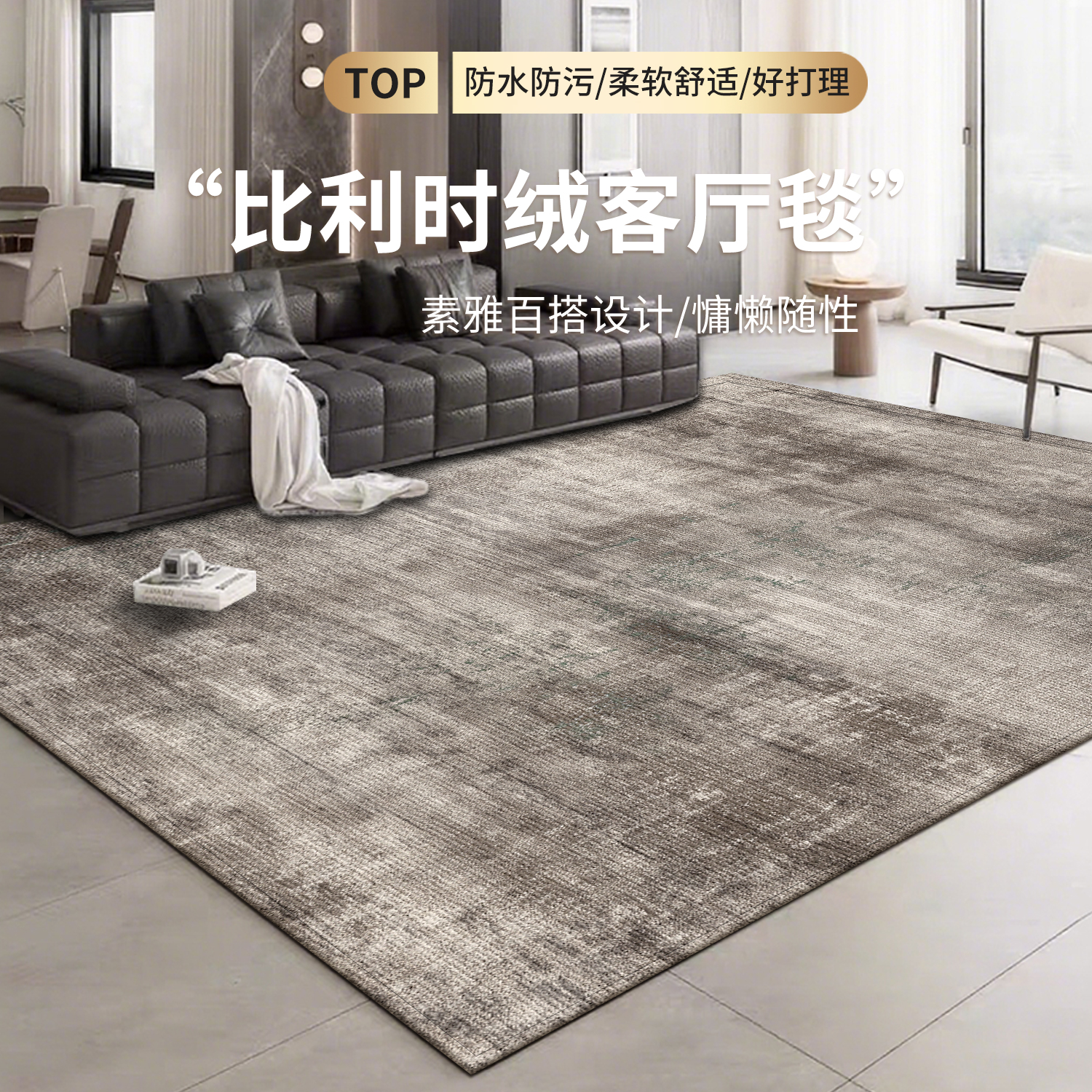 现代简约风2025新款客厅地毯抗污