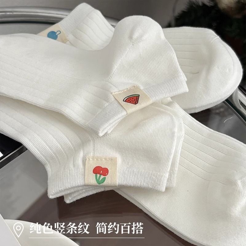 简约百搭清新水果短袜女生船袜浅口春秋季薄款船袜可爱日系